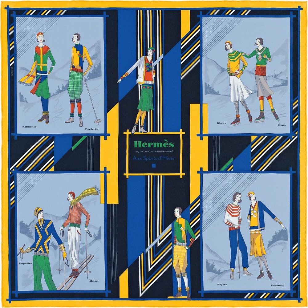 Hermes Twilly Scarf Aux Sports d'Hiver 26"x26"